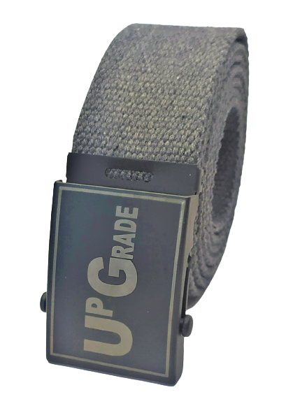 Cintura militare in tela con fibbia scorrevole . Nastro in cotone RIGENERATO ( RECICLED) altezza 4 cm .