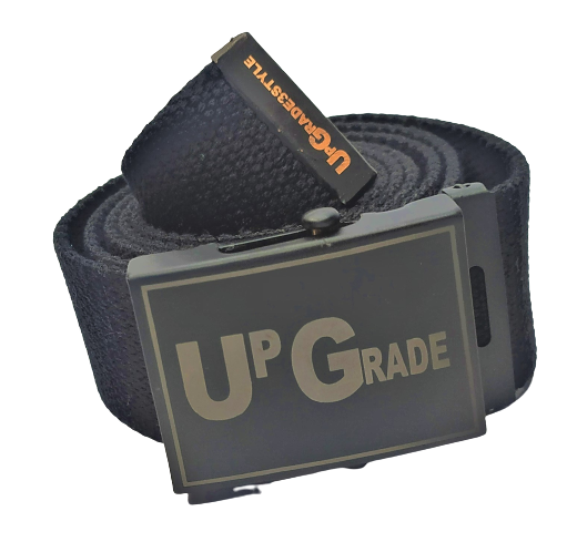 Cintura militare in tela con fibbia scorrevole . Nastro in cotone RIGENERATO ( RECICLED) altezza 4 cm .