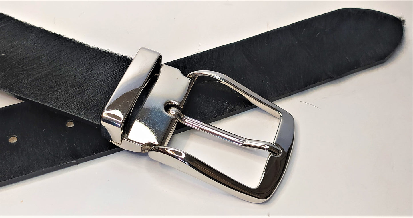 Cintura cavallino disegno nero (total black), accorciabile altezza 4 cm