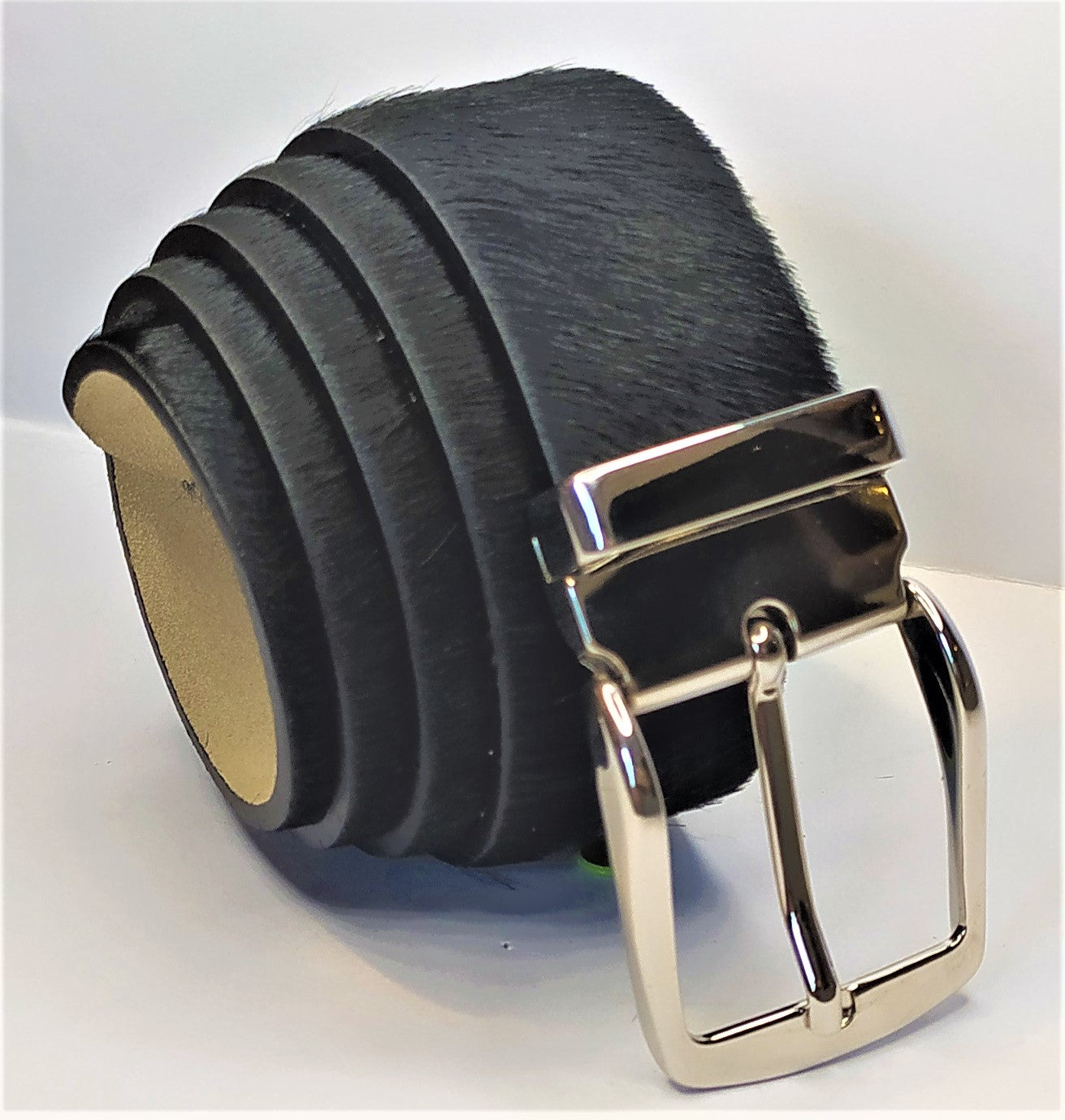 Cintura cavallino disegno nero (total black), accorciabile altezza 4 cm
