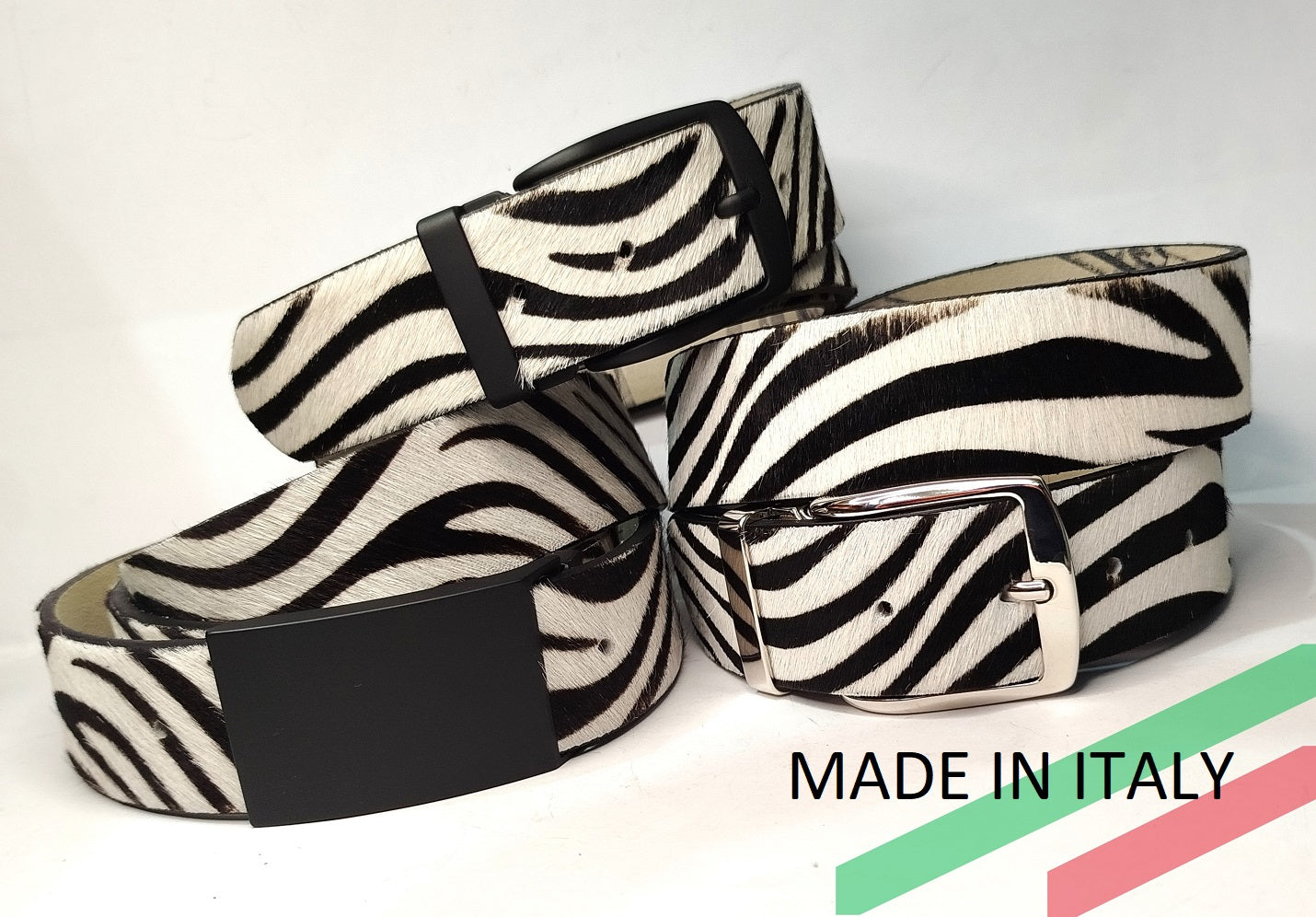 Cintura cavallino disegno zebra , accorciabile altezza 4 cm e 3,5 cm.