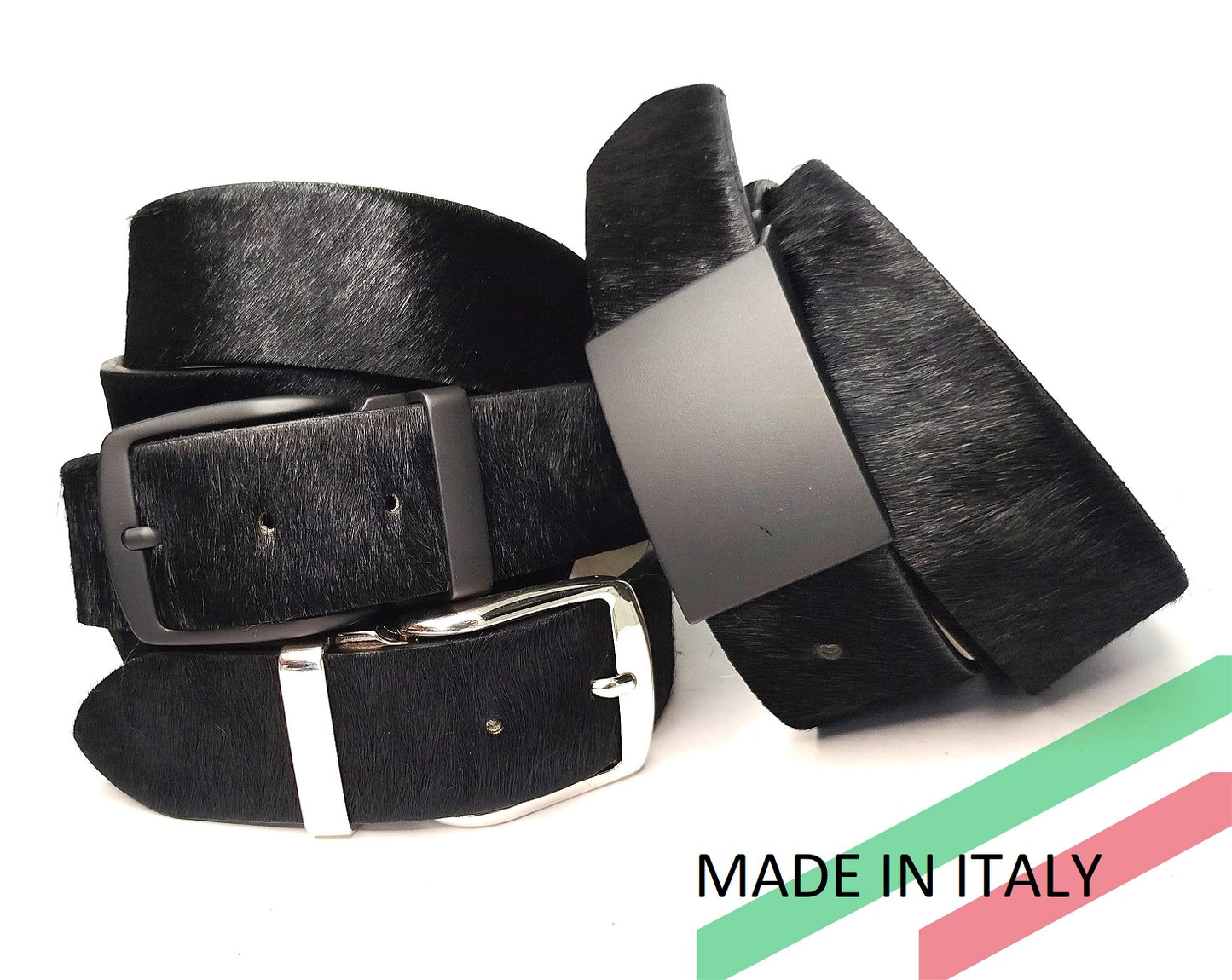 Cintura cavallino disegno nero (total black), accorciabile altezza 4 cm