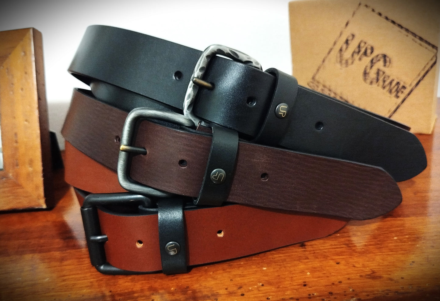 Cinture cuoio fibbia A RULLO altezza 4 cm accorciabile con vite