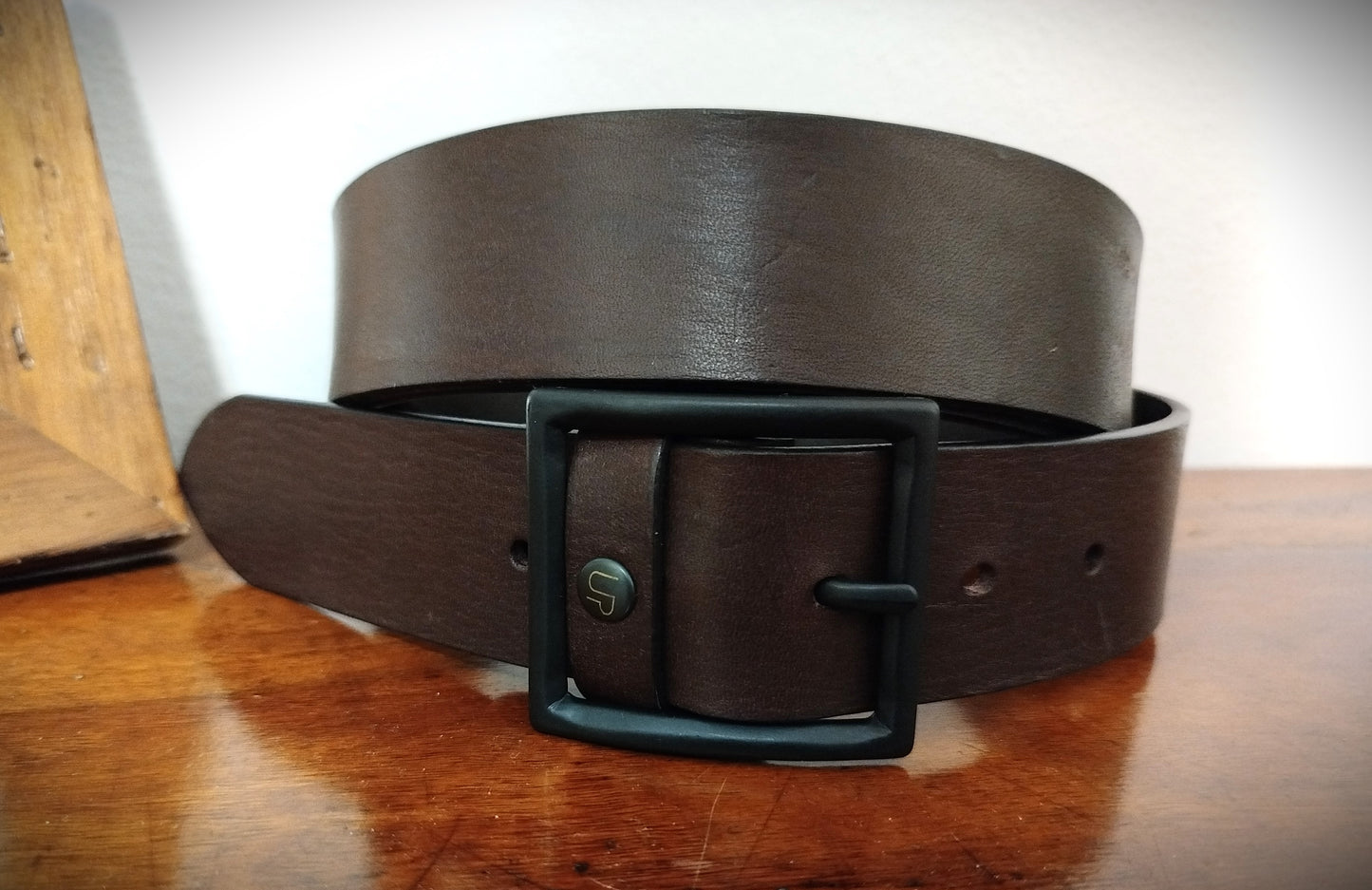 Cintura in vero cuoio naturale TESTA DI MORO altezza 4 cm spessore 3,2 mm