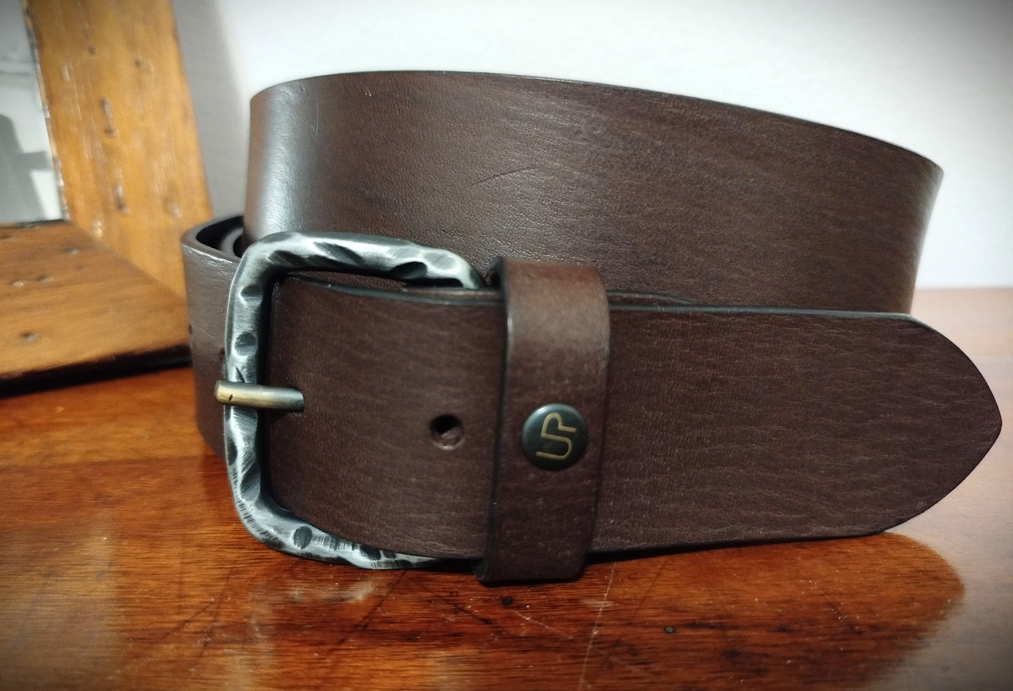 Cintura in vero cuoio naturale TESTA DI MORO altezza 4 cm spessore 3,2 mm