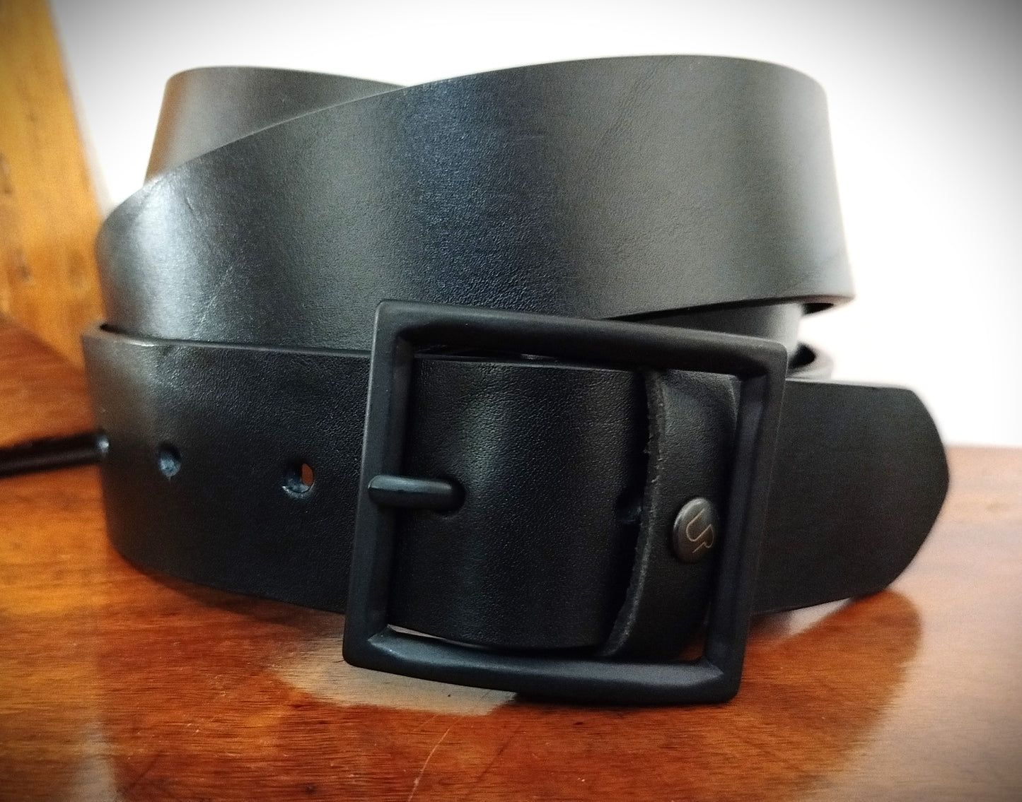 Cintura in vero cuoio naturale NERO altezza 4 cm sp 4 mm
