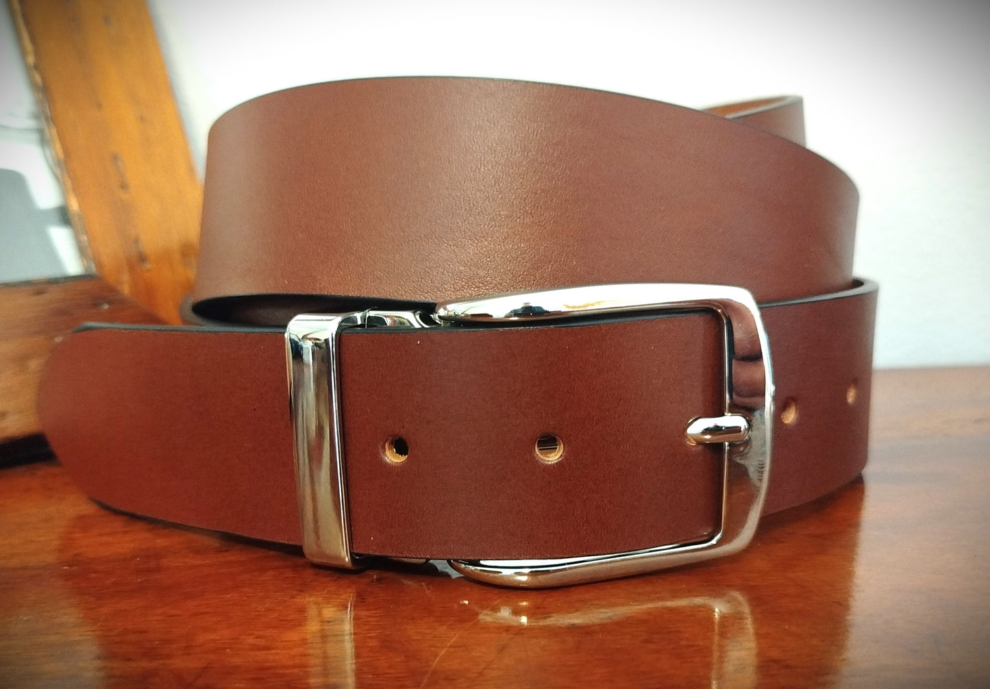 Cintura in vero cuoio naturale COGNAC altezza 4 cm spessore 3 mm