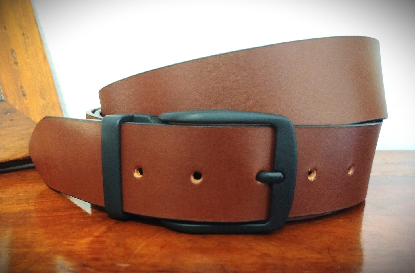 Cintura in vero cuoio naturale COGNAC altezza 4 cm spessore 3 mm
