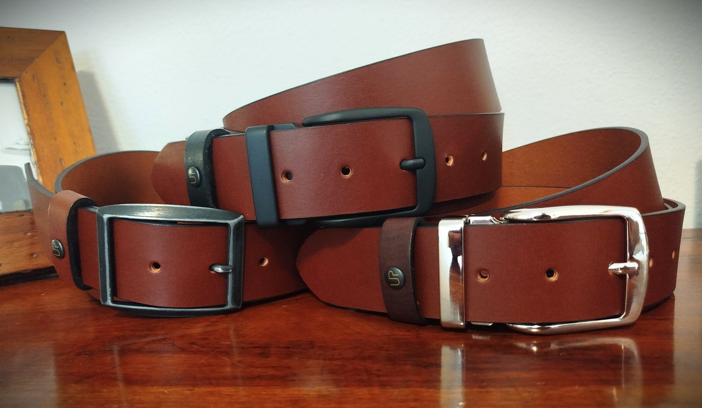 Cintura in vero cuoio naturale COGNAC altezza 4 cm spessore 3 mm