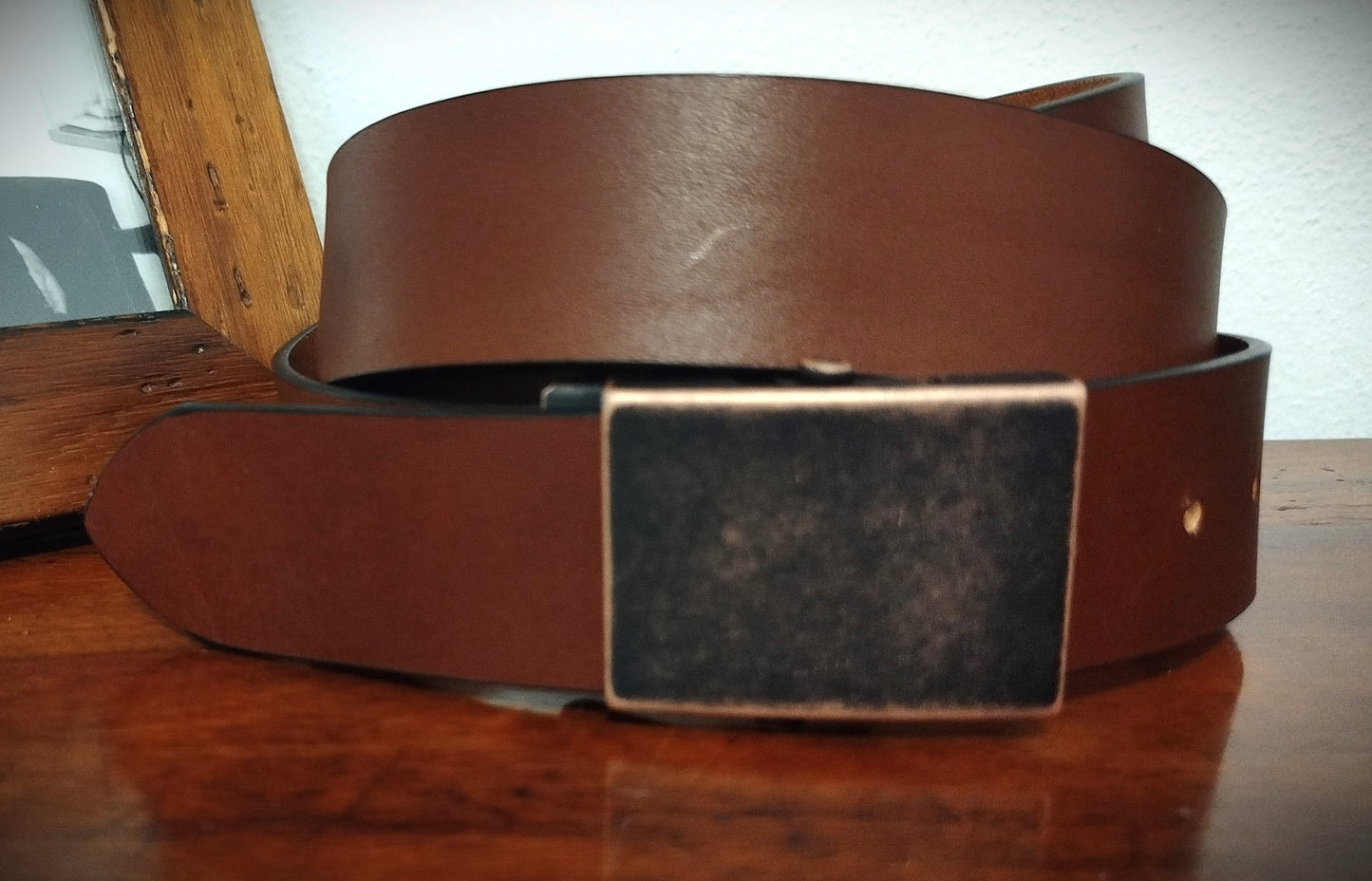 Cintura in vero cuoio naturale COGNAC altezza 4 cm spessore 3 mm