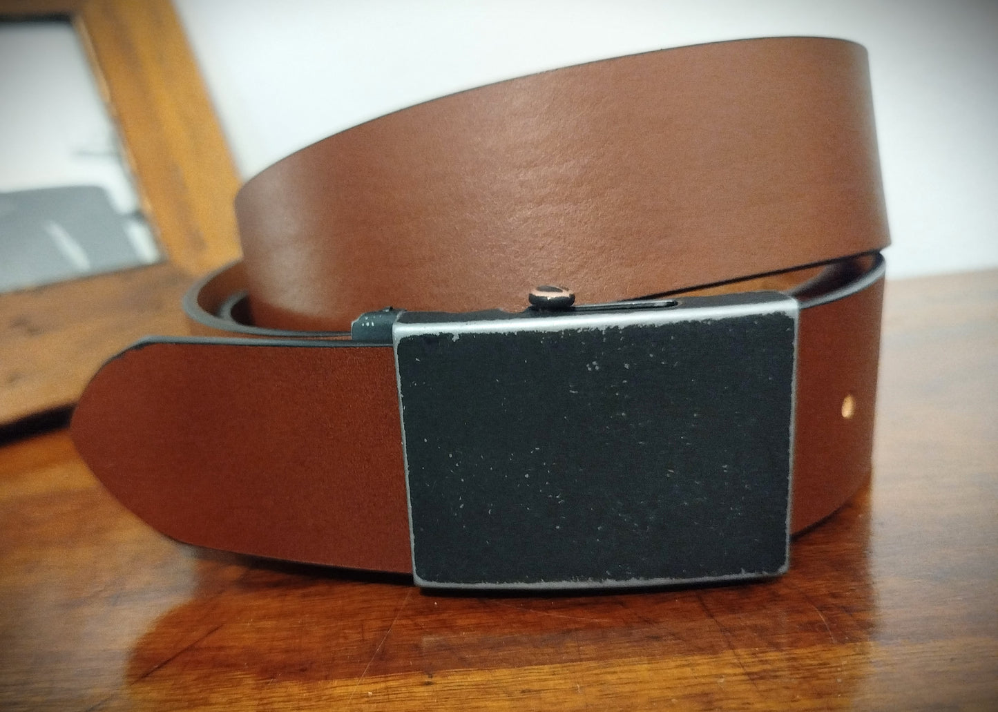 Cintura in vero cuoio naturale COGNAC altezza 4 cm spessore 3 mm