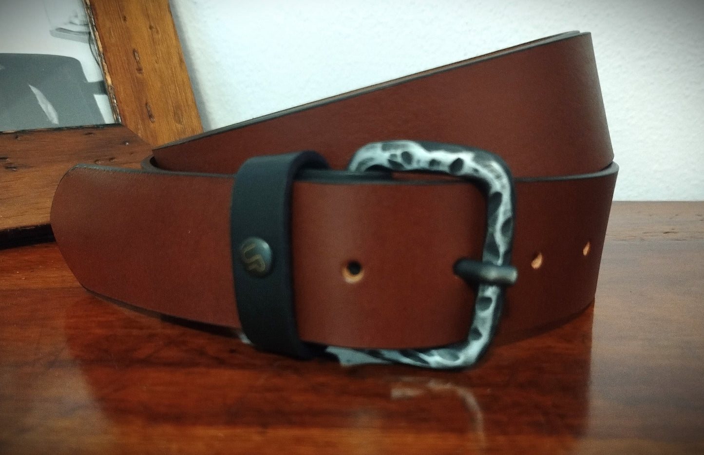 Cintura in vero cuoio naturale COGNAC altezza 4 cm spessore 3 mm
