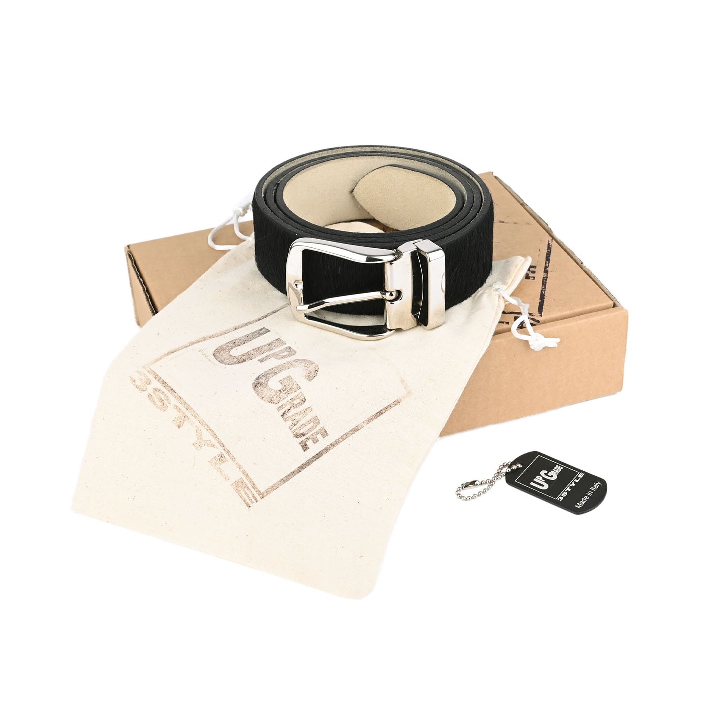Cintura cavallino disegno nero (total black), accorciabile altezza 4 cm