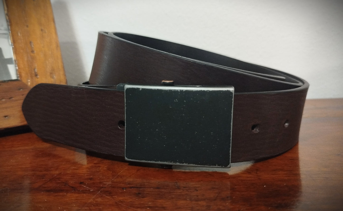 Cintura in vero cuoio naturale TESTA DI MORO altezza 4 cm spessore 3,2 mm