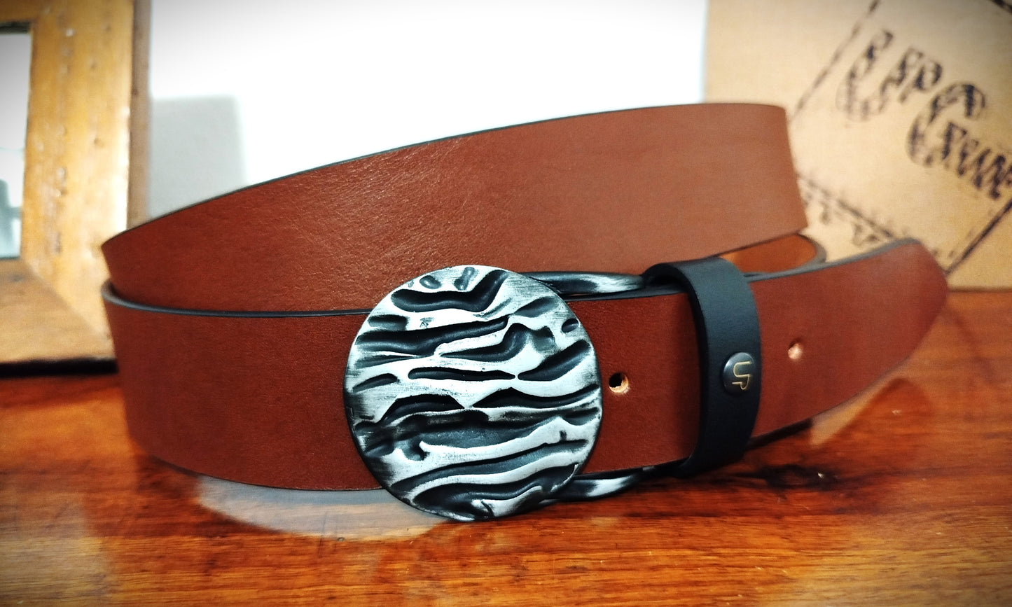 Cinture cuoio fibbia ONDA accorciabile con vite e confezione regalo ECOPACK