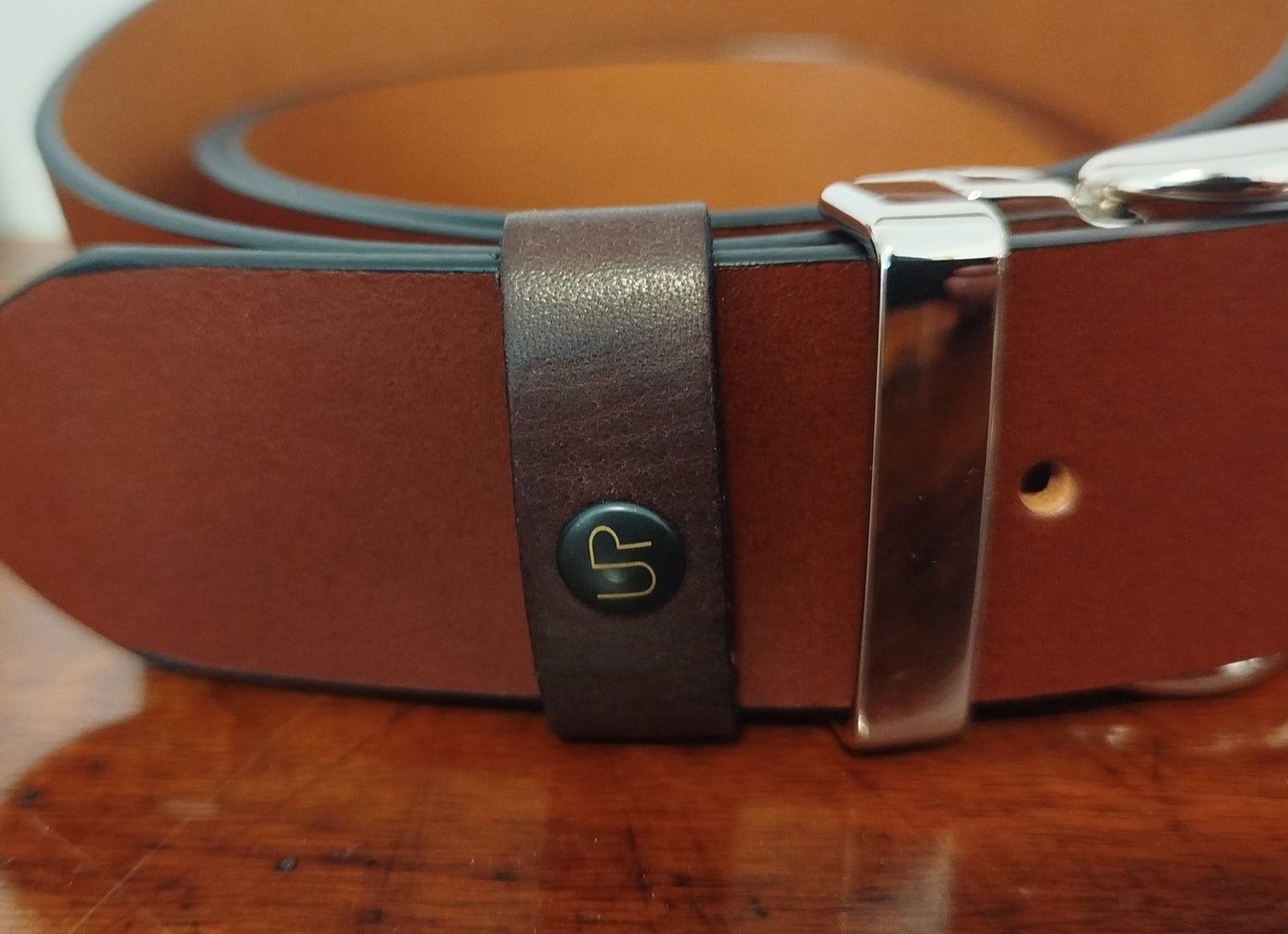 Cintura in vero cuoio naturale COGNAC altezza 4 cm spessore 3 mm