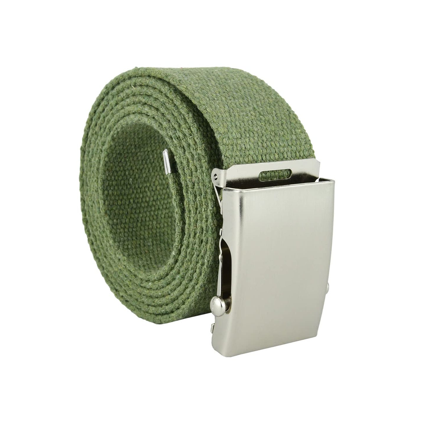 Cintura militare in tela con fibbia scorrevole . Nastro in cotone RIGENERATO ( RECICLED) altezza 4 cm .