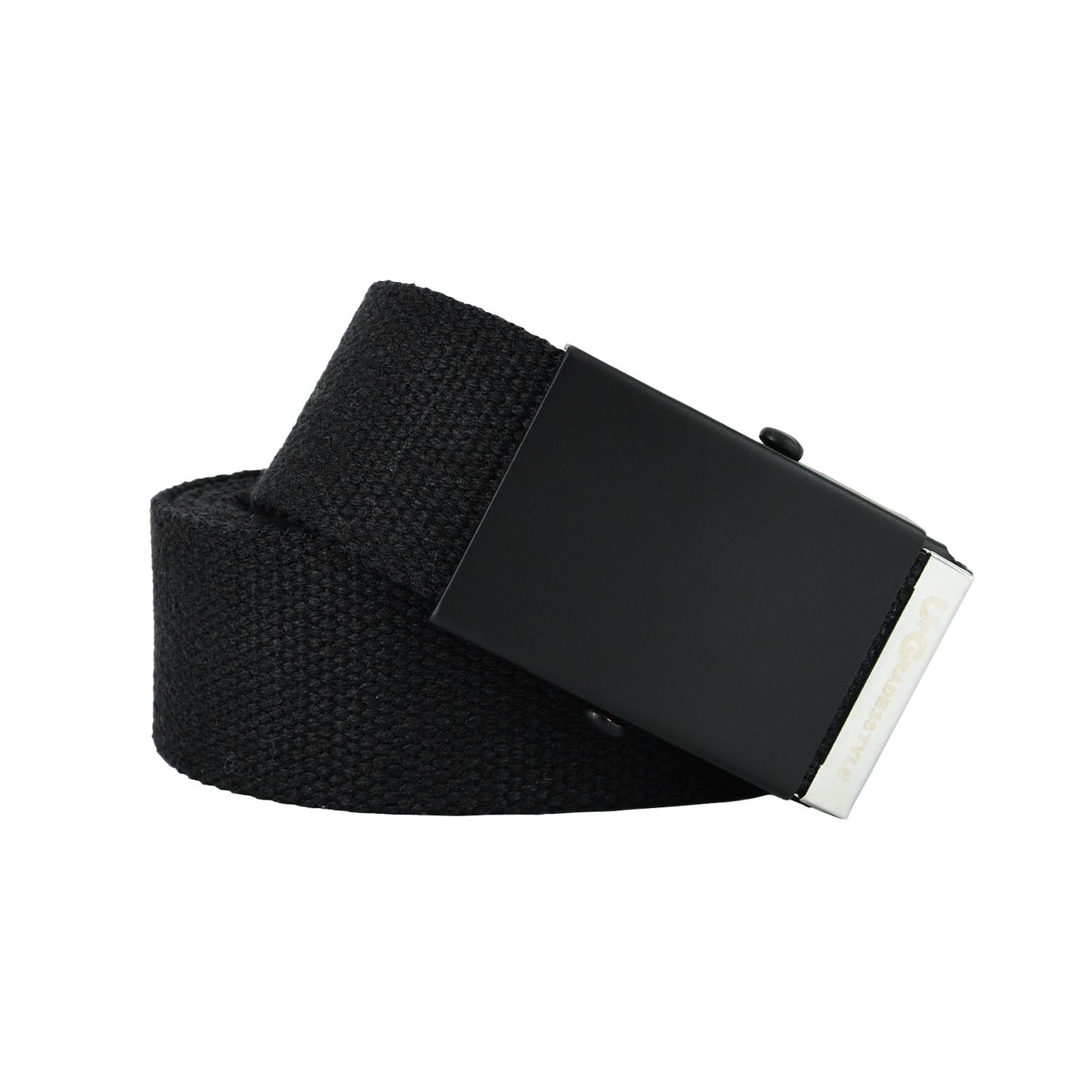 Cintura militare in tela con fibbia scorrevole . Nastro in cotone RIGENERATO ( RECICLED) altezza 4 cm .