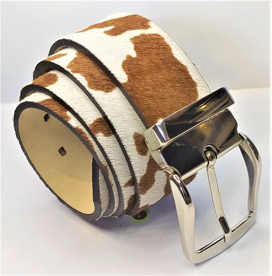 Cintura  cavallino disegno  mucca cappuccino , accorciabile altezza 4 cm.