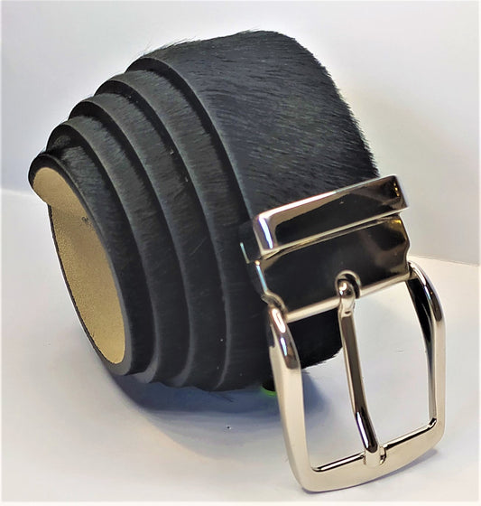 Cintura  cavallino disegno  nero (total black), accorciabile altezza 4 cm
