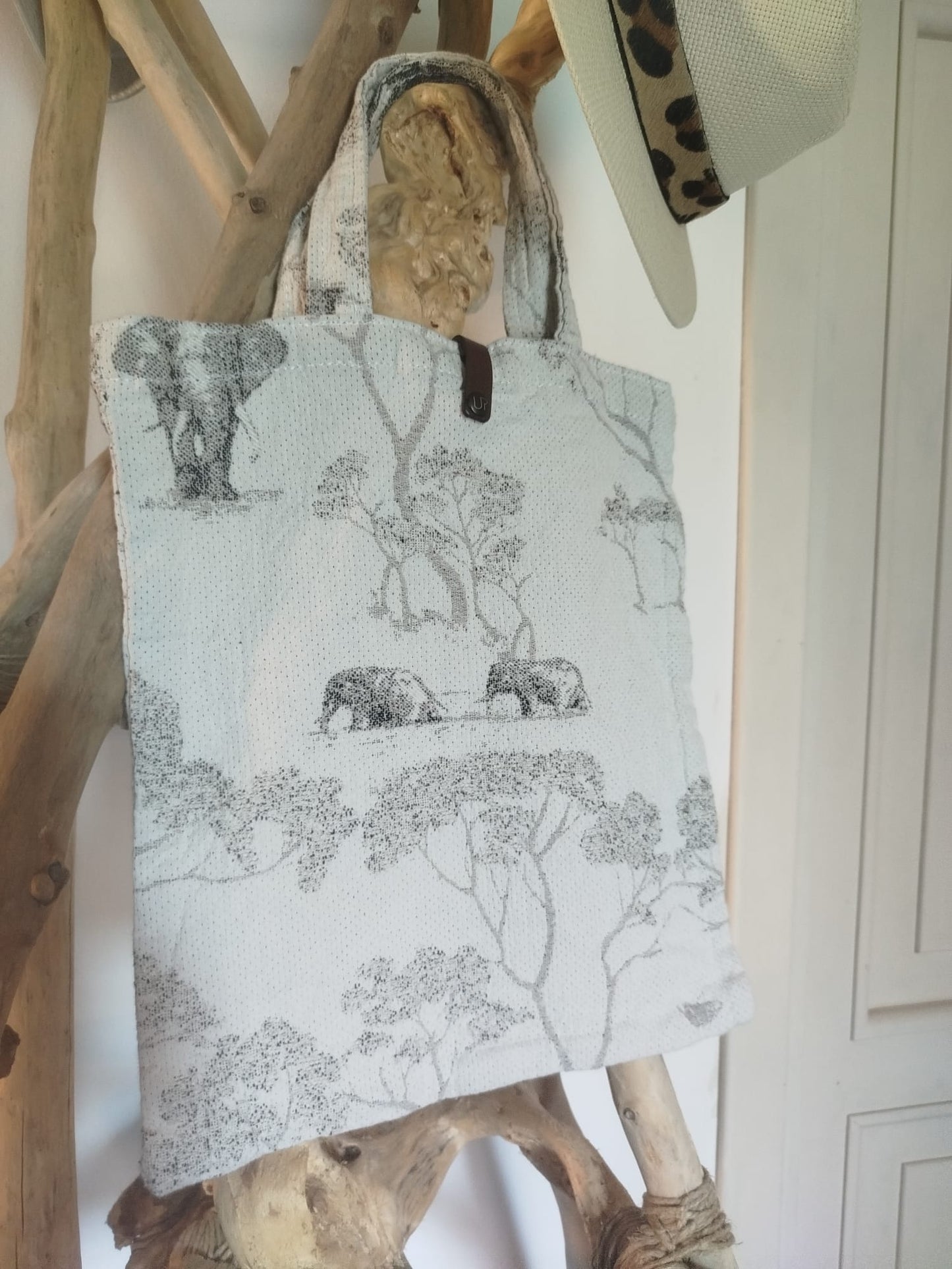 BORSE TOTE BAG SAVANA IN TESSUTO JAQUARD EFFETTO STROPICCIATO