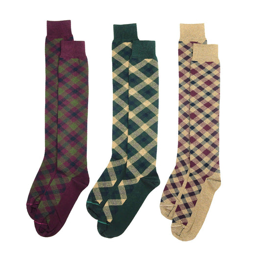 Calze invernali LUNGHE gambaletto in caldo cotone con disegno a SCACCO DESTRUTTURATO in confezione regalo taglia unica uomo