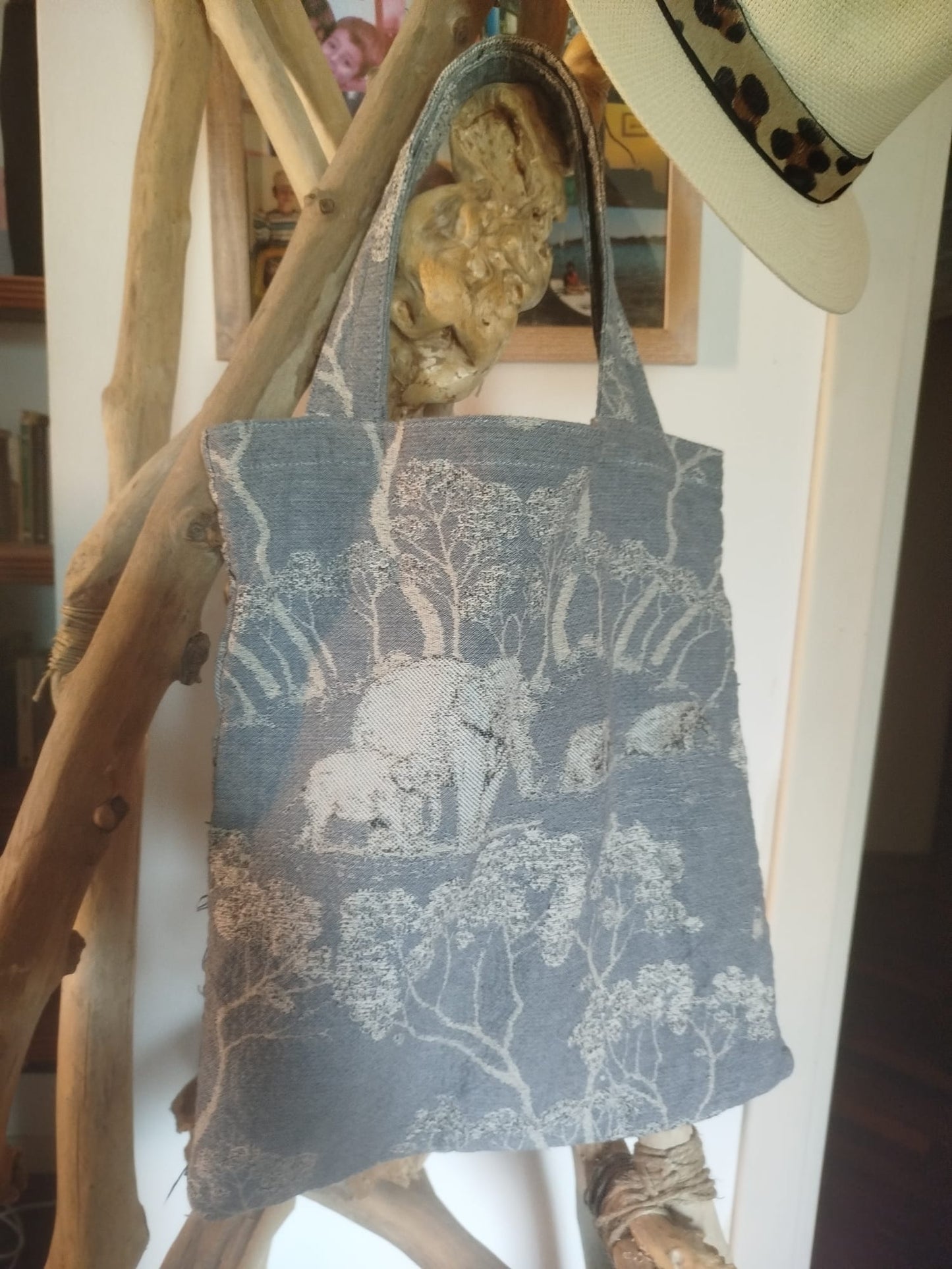 BORSE TOTE BAG SAVANA IN TESSUTO JAQUARD EFFETTO STROPICCIATO
