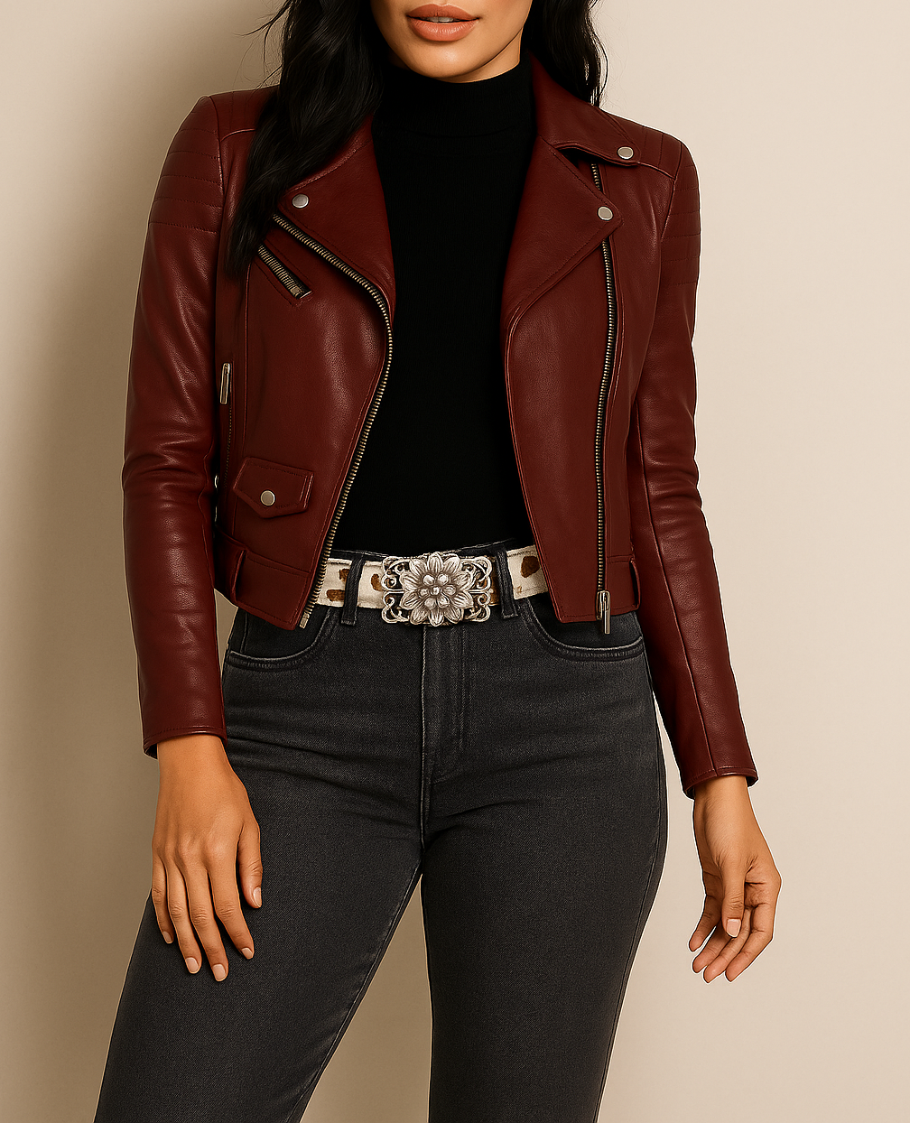 Cintura in vera pelle finitura CAVALLINO con fibbia a placca stile BKERS 3d