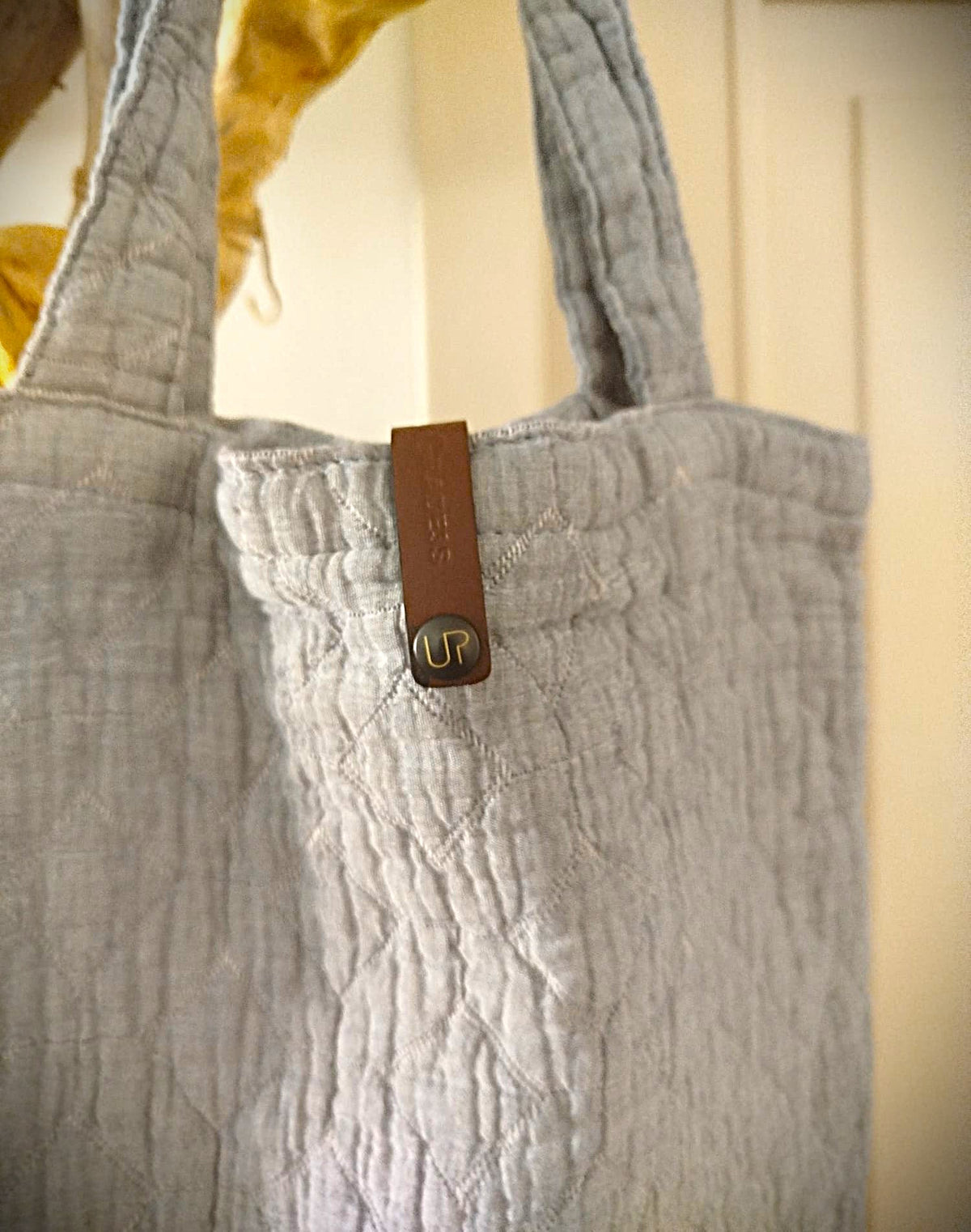 BORSE TOTE BAG EFFETTO TRAPUNTATO IN TESSUTO COTONE MISTO LINO EFFETTO STROPICCIATO