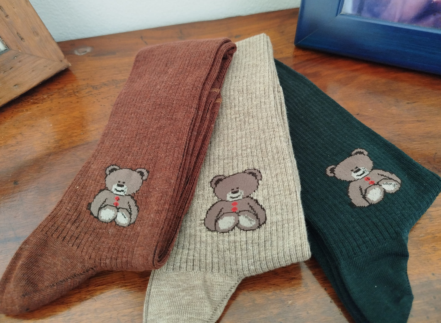 Calze invernali LUNGHE ORSETTO in caldo cotone  in confezione regalo taglia unica donna ragazzo.