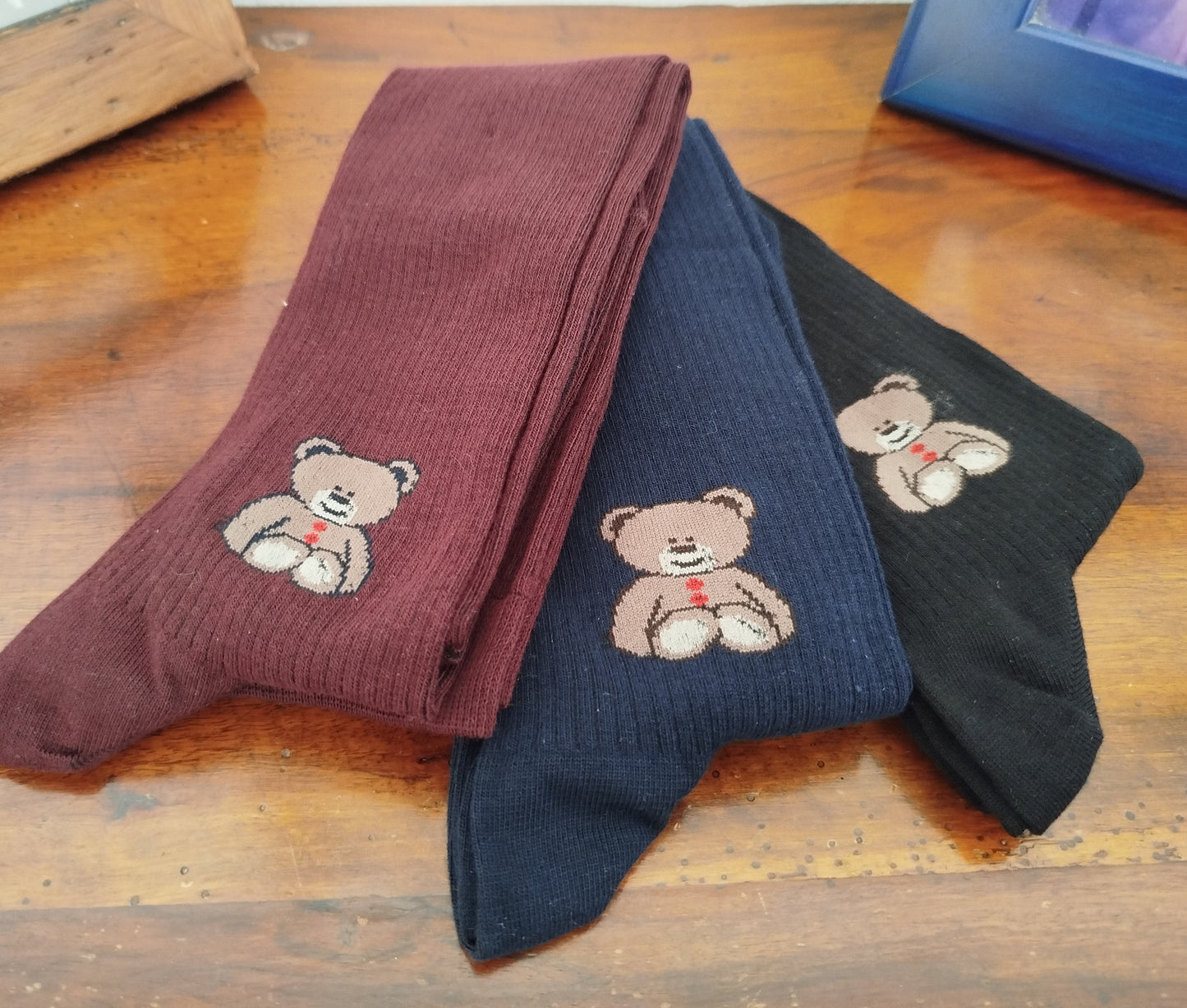 Calze invernali LUNGHE ORSETTO in caldo cotone  in confezione regalo taglia unica donna ragazzo.