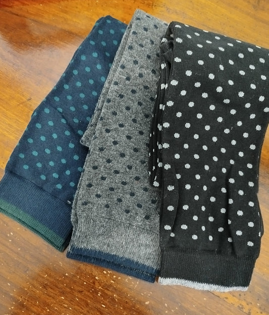 Calze invernali LUNGHE POIS PICCOLI in caldo cotone in confezione regalo taglia unica donna ragazzo.