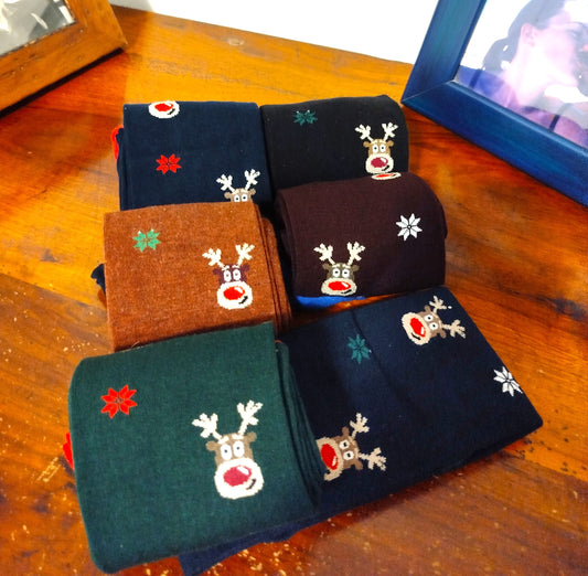 Calze invernal RENNE SIMPATICHE in caldo cotone  in confezione regalo taglia unica donna ragazzo.