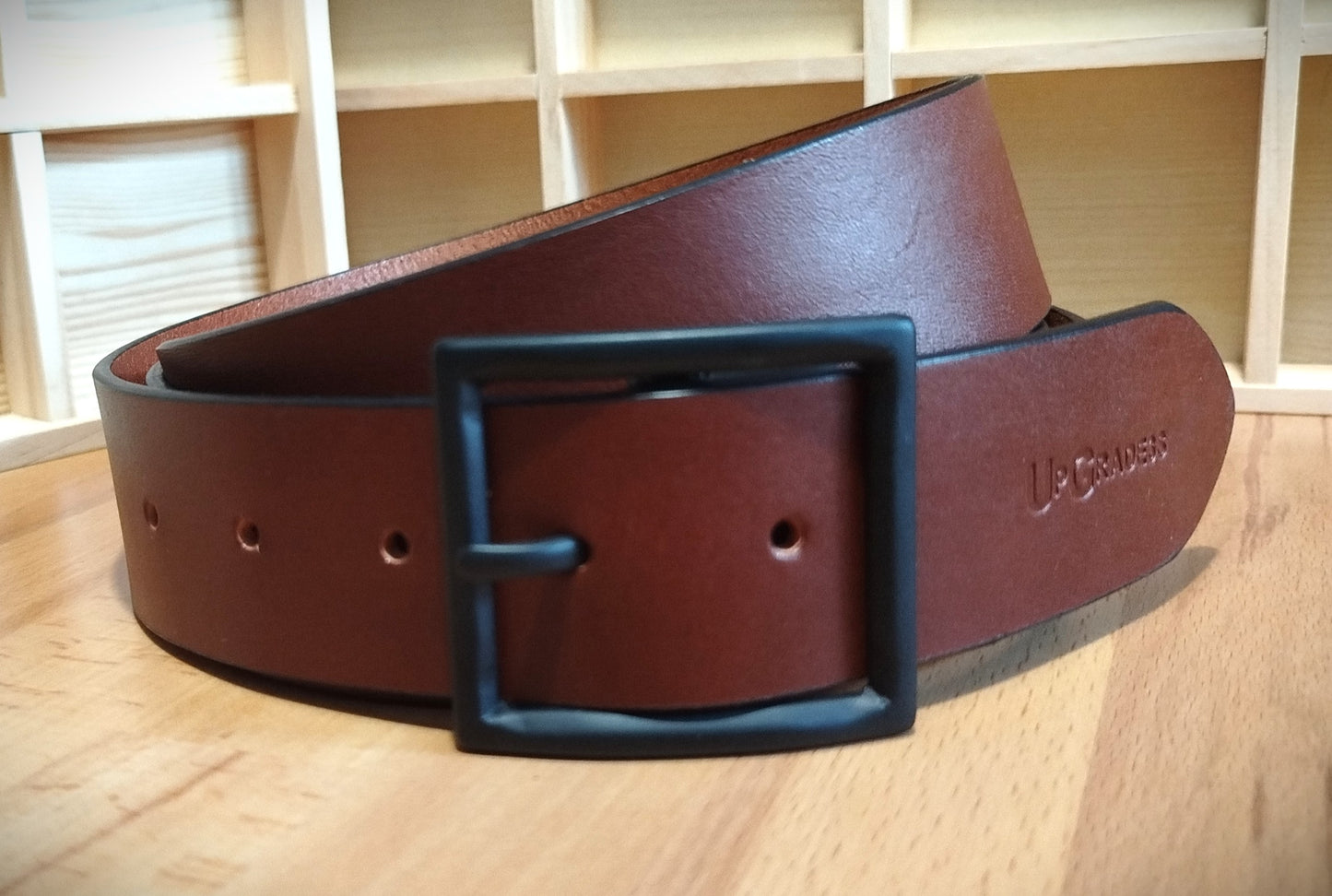 Cintura in vero cuoio naturale COGNAC  altezza 4 cm spessore 3,2 mm