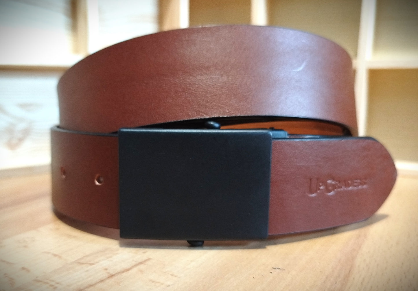 Cintura in vero cuoio naturale COGNAC  altezza 4 cm spessore 3,2 mm