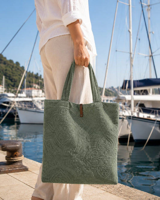 BORSE TOTE BAG BAROCCO SICILIANO IN TESSUTO JAQUARD EFFETTO VINTAGE STROPICCIATO