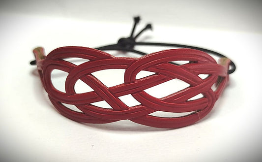 BRACCIALE IN VERA PELLE INTRECCIO STAMPATO IN HF CON CORDINO ELASTICO REGOLABILE