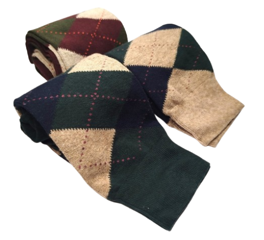 Calze invernali LUNGHE gambaletto in caldo cotone con disegno a ROMBI CLASSIC in confezione regalo taglia unica uomo