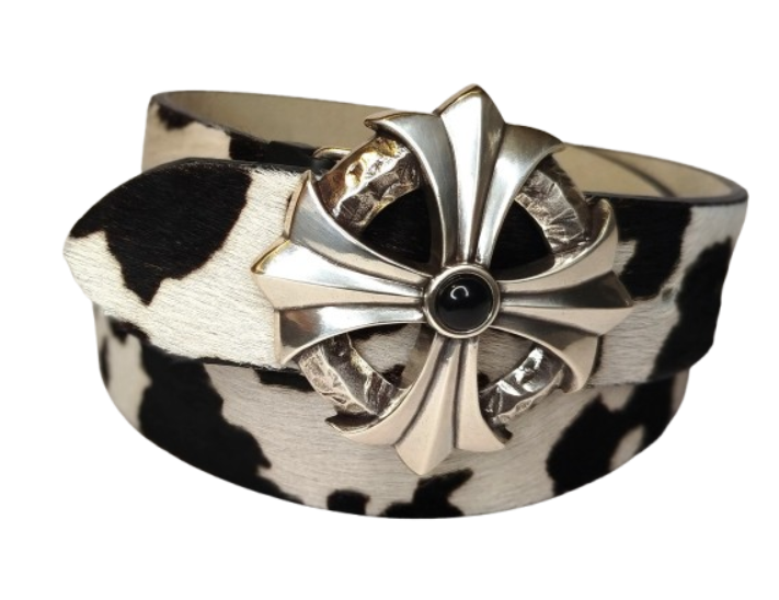 Cintura in vera pelle finitura CAVALLINO con fibbia a placca stile BKERS 3d