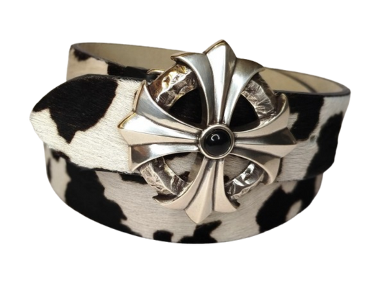 Cintura in vera pelle finitura CAVALLINO con fibbia a placca stile BKERS 3d