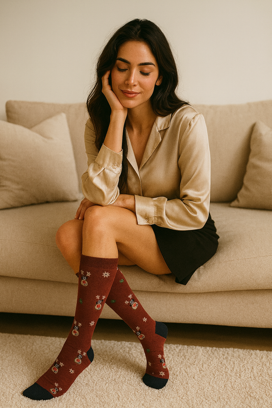 Calze invernal RENNE SIMPATICHE in caldo cotone  in confezione regalo taglia unica donna ragazzo.