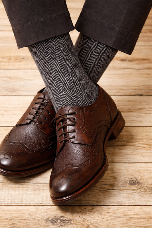 Calze invernali LUNGHE  in caldo cotone con disegno spina di pesce classico in confezione regalo taglia unica uomo 41/46