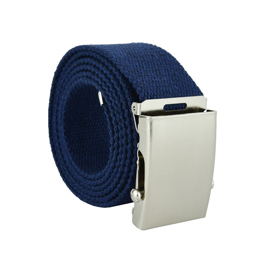 Cintura militare in tela con fibbia scorrevole . Nastro in cotone  RIGENERATO ( RECICLED) altezza 4 cm .